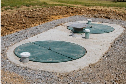 Final detail work on underground tank